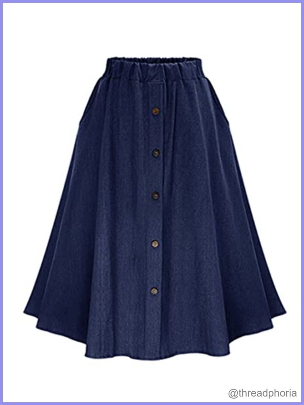 CHARTOU Women's High Waist A-Line Flowy Midi Denim Skirt with Buttons